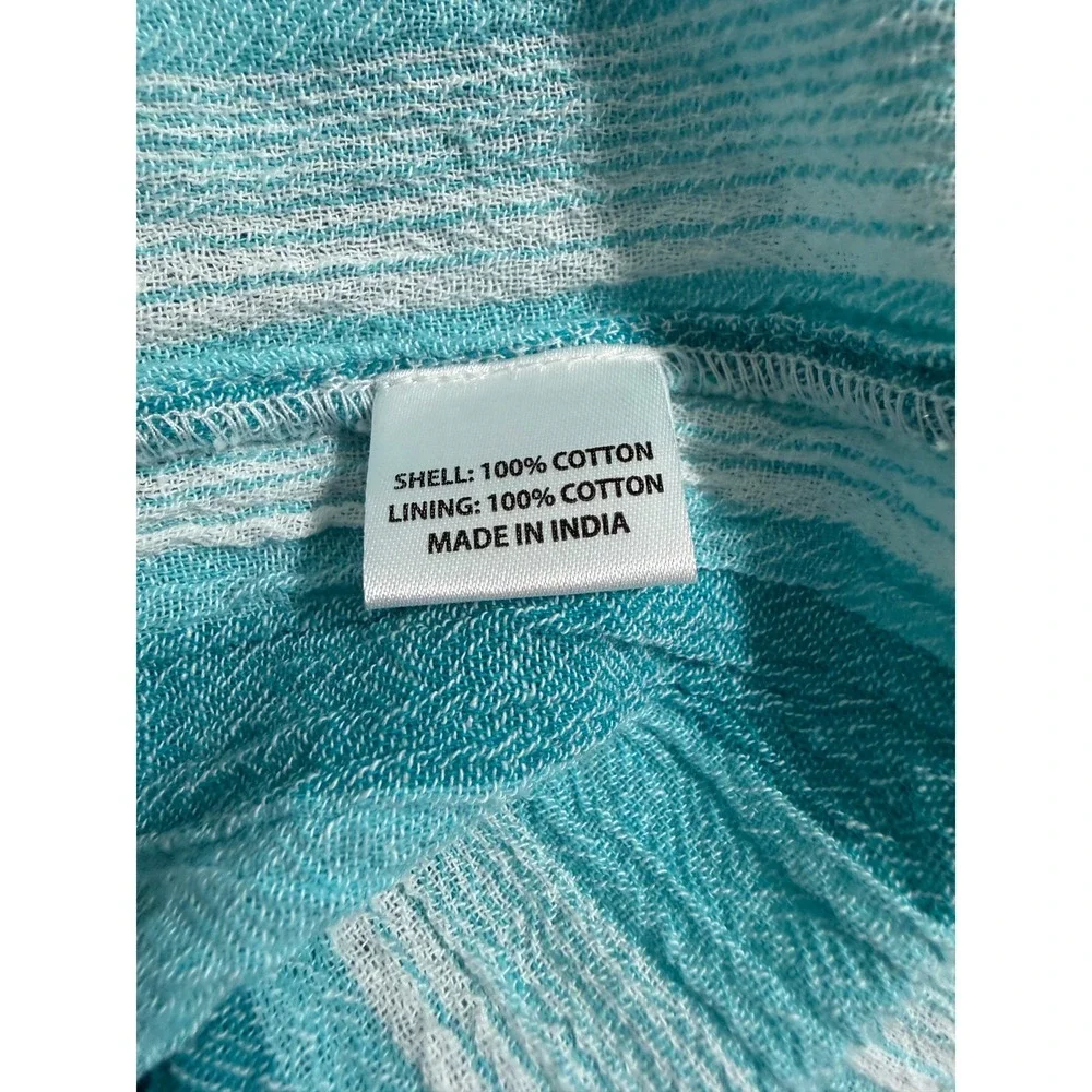 Tuckernuck Teal White Striped Cotton Tiered Maxi Dress Sleeveless Small